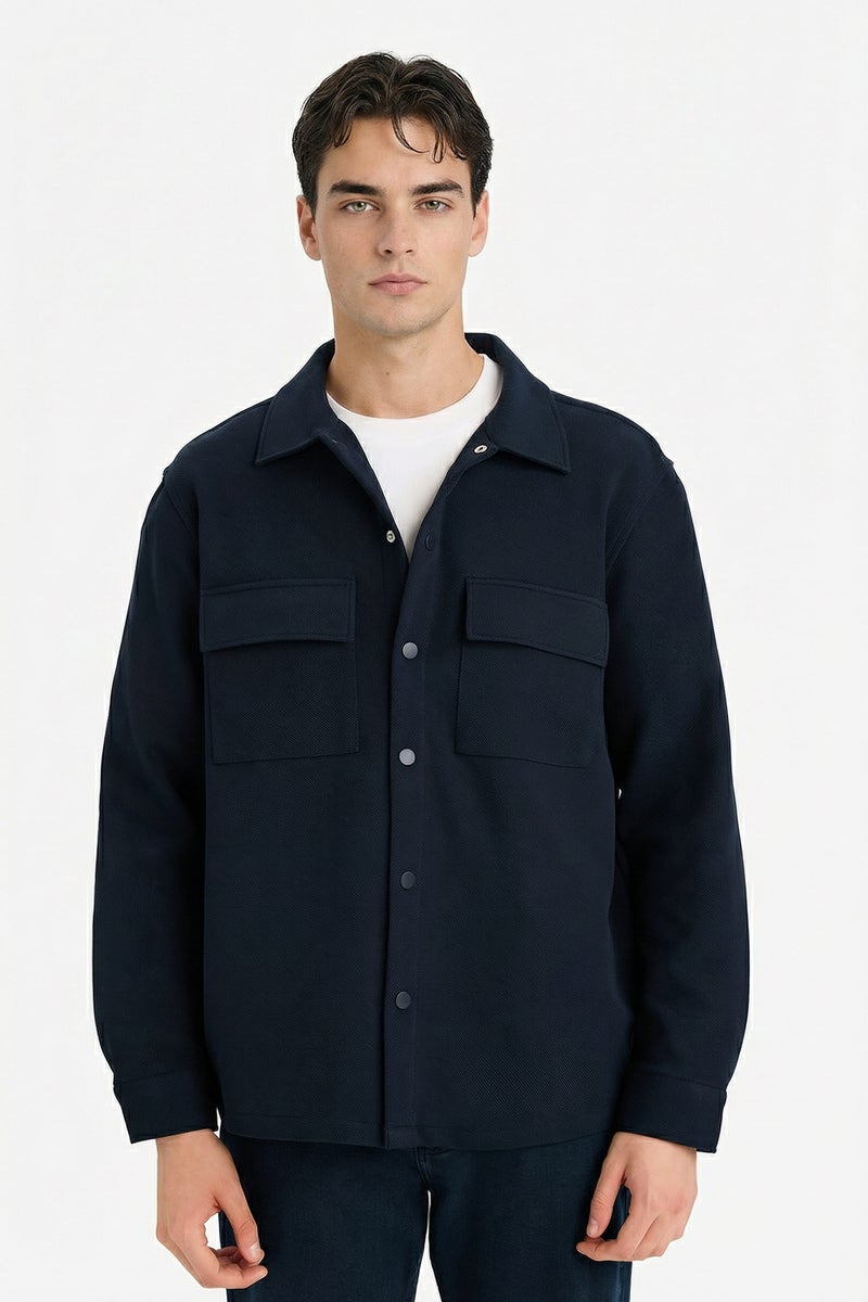 ديفاكتو جاكيت قميص تويل قصة عادية بجيب - Image 3